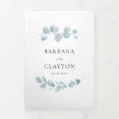 Minimalistische waterverf groen bruiloft alles in drieluik uitnodiging (Cover)