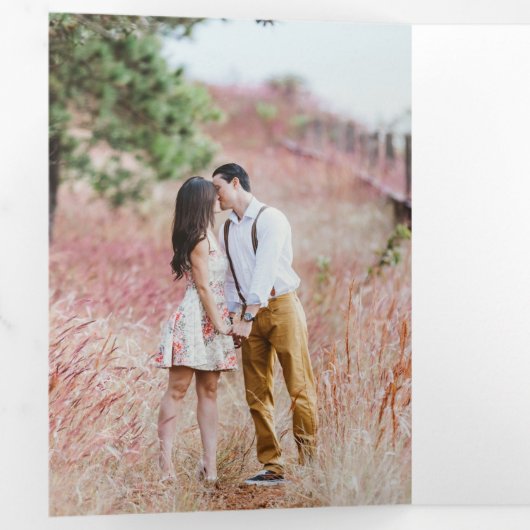 Minimalistische waterverf groen bruiloft alles in  drieluik uitnodiging (Binnenzijde eerst)