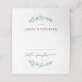 Minimalistische waterverf groen bruiloft plaatskaartje (Buitenkant ongevouwen)