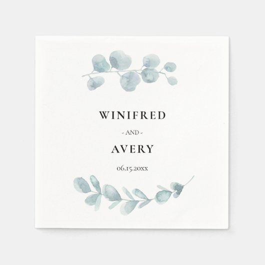 Minimalistische waterverf groen bruiloft servet (Voorkant)