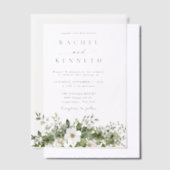 Minimalistische Waterverf Groen Moderne bruiloft Vellum Uitnodigingen (Offset)