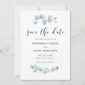 Minimalistische waterverf groen save the date (Voorkant)