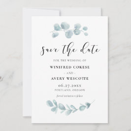 Minimalistische waterverf groen save the date