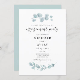 Minimalistische waterverf groen Verlovingsfeest Kaart