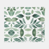 Minimalistische Waterverf groene bladeren Fleece Deken (Voorkant (Horizontaal))