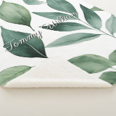 Minimalistische Waterverf groene bladeren Sherpa Deken (3/4)