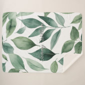 Minimalistische Waterverf groene bladeren Sherpa Deken (Voorkant (horizontaal))