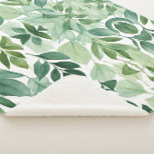 Minimalistische Waterverf groene bladeren Sherpa Deken (3/4)