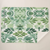 Minimalistische Waterverf groene bladeren Sherpa Deken (Voorkant (horizontaal))