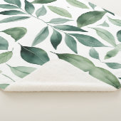 Minimalistische Waterverf groene bladeren Sherpa Deken (3/4)