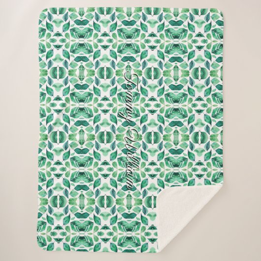 Minimalistische Waterverf groene bladeren Sherpa Deken (Voorkant)