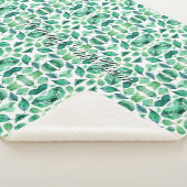 Minimalistische Waterverf groene bladeren Sherpa Deken (3/4)