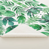 Minimalistische Waterverf groene bladeren Sherpa Deken (3/4)