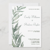 Minimalistische waterverf groene trouwuitnodiging kaart (Voorkant)
