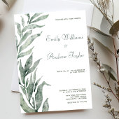 Minimalistische waterverf groene trouwuitnodiging kaart