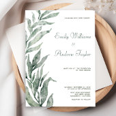 Minimalistische waterverf groene trouwuitnodiging kaart