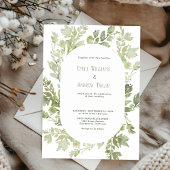 Minimalistische waterverf groene trouwuitnodiging kaart