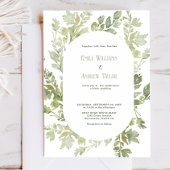 Minimalistische waterverf groene trouwuitnodiging kaart