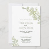 Minimalistische waterverf groene trouwuitnodiging kaart (Voorkant)