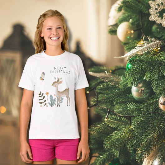 Minimalistische Waterverf herten en vlinders T-shirt