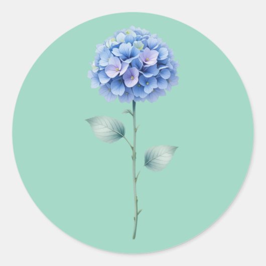 Minimalistische Waterverf Hydrangea Floral Design Ronde Sticker (Voorkant)