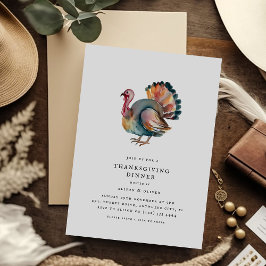 Minimalistische Waterverf Kalkoen Thanksgiving-din Kaart