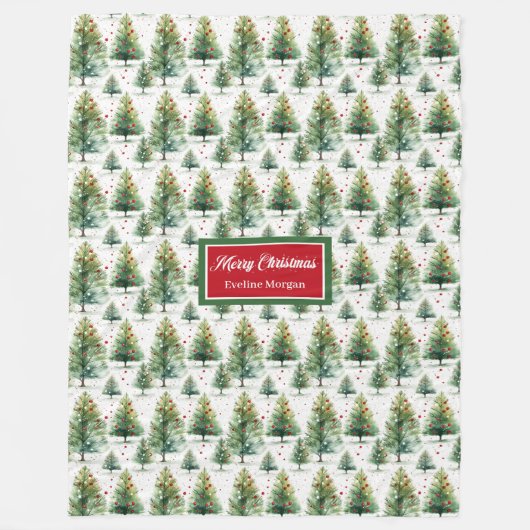Minimalistische waterverf kerstbomen aangepaste na fleece deken (Voorkant)