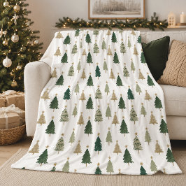 Minimalistische Waterverf Kerstboom Dekbed Fleece Deken