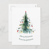 Minimalistische Waterverf kerstboom Feestdagenkaart (Voorkant / Achterkant)