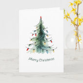 Minimalistische Waterverf kerstboom Kaart (Gele Bloem)