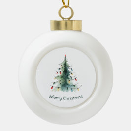 Minimalistische Waterverf kerstboom Keramische Bal Ornament