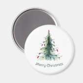 Minimalistische Waterverf kerstboom Magneet (Voorkant / Achterkant)