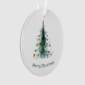 Minimalistische Waterverf kerstboom Ornament (voorkant)