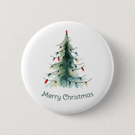 Minimalistische Waterverf kerstboom Ronde Button 5,7 Cm