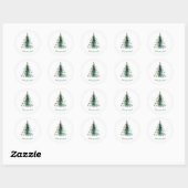 Minimalistische Waterverf kerstboom Ronde Sticker (Vel)