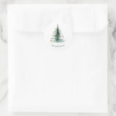 Minimalistische Waterverf kerstboom Ronde Sticker (Tas)