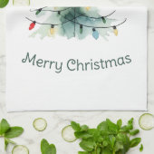 Minimalistische Waterverf kerstboom Theedoek (Gevouwen)