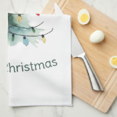 Minimalistische Waterverf kerstboom Theedoek (Quarter Fold)