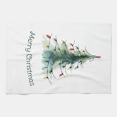 Minimalistische Waterverf kerstboom Theedoek (Horizontaal)