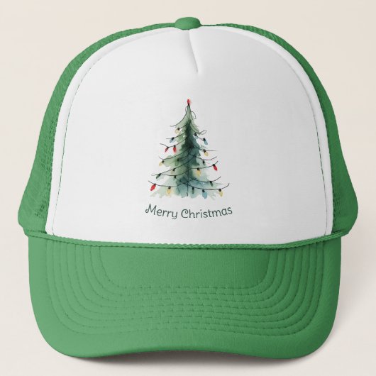 Minimalistische Waterverf kerstboom Trucker Pet (Voorkant)