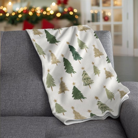 Minimalistische Waterverf kerstboomdeken Fleece Deken