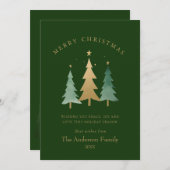 Minimalistische Waterverf Kerstkaart Green Holiday (Voorkant / Achterkant)