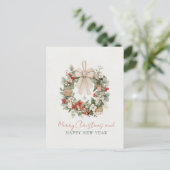 Minimalistische waterverf kerstkrans briefkaart (Staand voorkant)