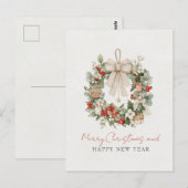 Minimalistische waterverf kerstkrans briefkaart (Voorkant / Achterkant)