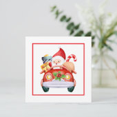 Minimalistische Waterverf Kerstman Bedrijf Kerst Feestdagenkaart (Staand voorkant)