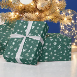 Minimalistische Waterverf Kerstmis Groene Sneeuwvl Cadeaupapier