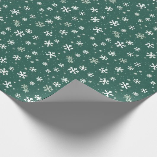 Minimalistische Waterverf Kerstmis Groene Sneeuwvl Cadeaupapier (Hoek)