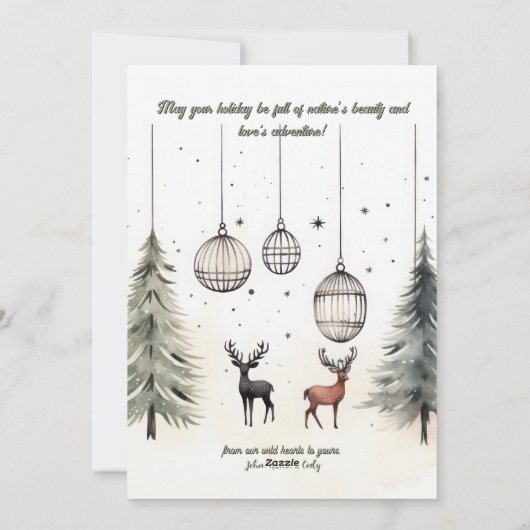 Minimalistische Waterverf KerstseizoenVakantie Kaa Feestdagenkaart (Achterkant)