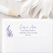 Minimalistische Waterverf Lavendel Bloemen Bruilof Etiket (Insitu)