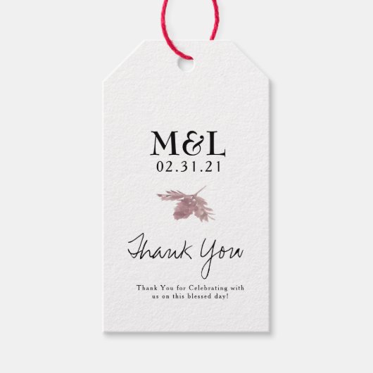 Minimalistische Waterverf Leaf Sprig Cadeaulabel (Voorkant)